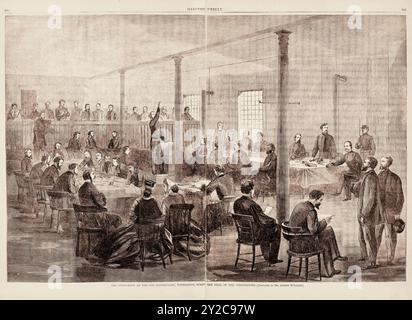 La salle d'audience - procès des conspirateurs - assassinat d'Abraham Lincoln dans Harper's Weekly 1865 Banque D'Images