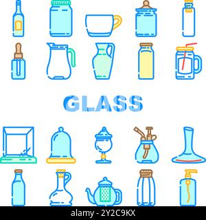 vecteur de jeu d'icônes de transparence d'emballage en verre Illustration de Vecteur