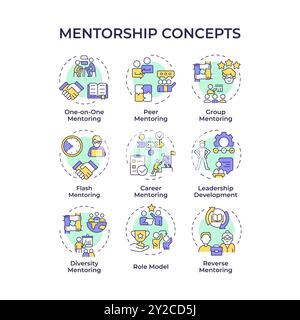 Icônes de concept multicolore de mentorat Illustration de Vecteur