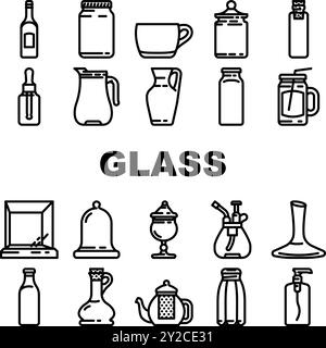 vecteur de jeu d'icônes de transparence d'emballage en verre Illustration de Vecteur