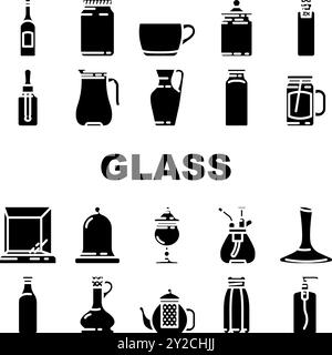 vecteur de jeu d'icônes de transparence d'emballage en verre Illustration de Vecteur