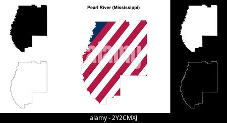 Ensemble de cartes du comté de Pearl River (Mississippi) Illustration de Vecteur