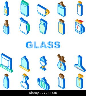 vecteur de jeu d'icônes de transparence d'emballage en verre Illustration de Vecteur
