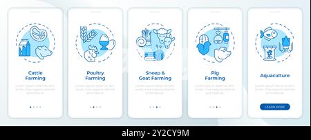 Types d'écran bleu de l'application mobile d'intégration agricole Illustration de Vecteur