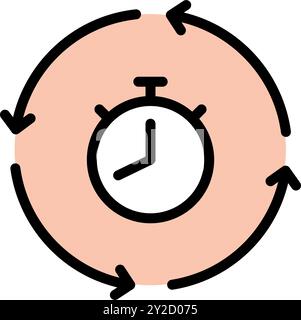 Conception d'icône de temps. Icône de temps de tâche dans un design de style de couleur moderne. Illustration vectorielle. Illustration de Vecteur