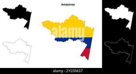 Ensemble de cartes des contours du département Amazonas Illustration de Vecteur