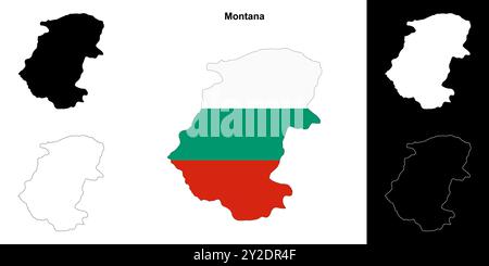 Ensemble de cartes du contour de la province du Montana Illustration de Vecteur