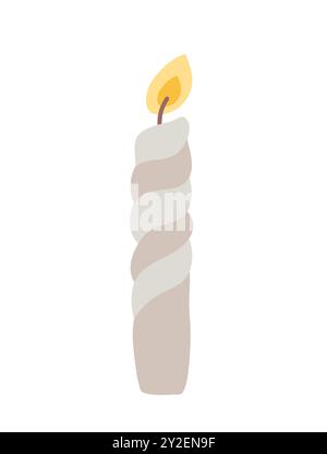 Bougie clipart simple vecteur en couleur. Bougie esthétique de Noël brûlante. Illustration dessinée à la main. Dessin unique isolé sur fond blanc Illustration de Vecteur