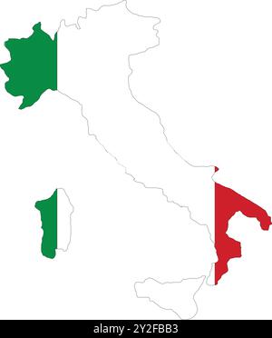 Drapeau de l'Italie dans la carte, carte de l'Italie avec drapeau, carte de l'Italie, carte avec drapeau, drapeau de la Nation Italie Illustration de Vecteur