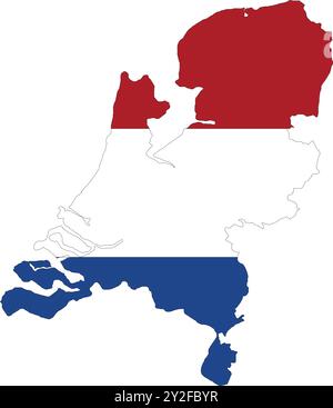 Drapeau des pays-Bas sur la carte, carte des pays-Bas avec drapeau, carte des pays-Bas, carte avec drapeau, drapeau de la Nation pays-Bas Illustration de Vecteur