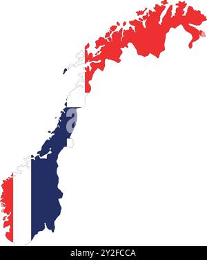 Drapeau de la Norvège sur la carte, carte de la Norvège avec drapeau, carte de la Norvège, carte avec drapeau, drapeau de la nation Norvège Illustration de Vecteur