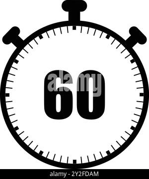 Icône chronomètre, icône horloge, symbole minuteur, horloge sport, symbole minuteur, durée de 60 minutes Illustration de Vecteur