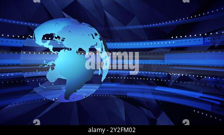TV News global, graphiques 3D d'arrière-plan. Terre et autres éléments graphiques. Idéal également pour les logos, les réunions d'affaires dans le monde entier, les cours etc Banque D'Images