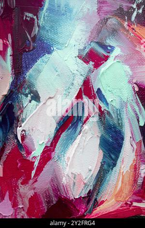Peinture acrylique abstraite avec des couleurs vibrantes et des coups de pinceau dynamiques mettant en valeur un mélange de textures et de teintes Banque D'Images