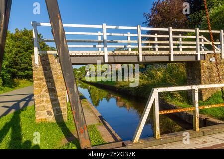 Pont levant la main sur le canal de Llangollen, Froncysyllte, Nord du pays de Galles, Royaume-Uni, paysage Banque D'Images