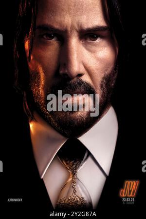 John Wick : Chapter 4 (2023) réalisé par Chad Stahelski et mettant en vedette Keanu Reeves. Le légendaire tueur à gages John Wick affronte de nouveaux adversaires redoutables alors qu'il se bat pour abattre la puissante High table, tout en affrontant le chronomètre de sa propre survie. Affiche teaser US ***USAGE ÉDITORIAL SEULEMENT***. Crédit : BFA / Lionsgate Banque D'Images