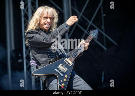 Oslo, Norvège. 26 juin 2024. Le groupe de heavy metal britannique Saxon donne un concert lors du festival de musique norvégien tons of Rock 2024 à Oslo. Ici, le chanteur Biff Byford est vu en direct sur scène. Banque D'Images