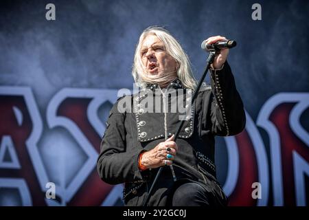 Oslo, Norvège. 26 juin 2024. Le groupe de heavy metal britannique Saxon donne un concert lors du festival de musique norvégien tons of Rock 2024 à Oslo. Ici, le chanteur Biff Byford est vu en direct sur scène. Banque D'Images