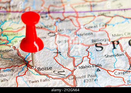 Boise, Idaho pin sur la carte. Banque D'Images