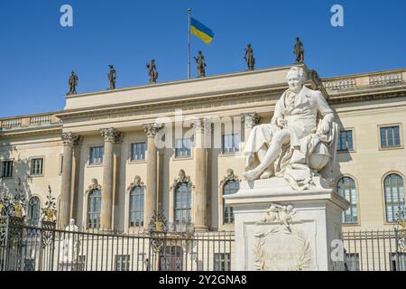 Denkmal Alexander von Humboldt, Hauptgebäude, Humboldt-Universität, Unter den Linden, Mitte, Berlin, Deutschland Banque D'Images