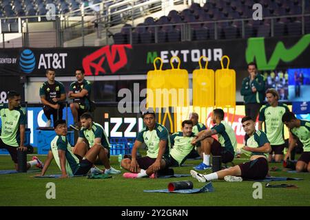 Arlington, États-Unis. 09th Sep, 2024. Les membres de l’équipe nationale mexicaine de soccer s’entraînent pendant la journée des médias avant le match contre équipe Canada au stade AT&T. Le 9 septembre 2024 à Arlington, Texas. (Photo de Javier Vicencio/Eyepix Group/SIPA USA) crédit : SIPA USA/Alamy Live News Banque D'Images