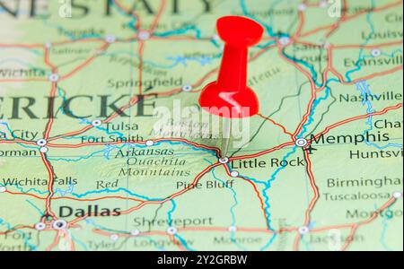Little Rock, Arkansas PIN sur la carte Banque D'Images