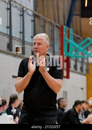 John Patrick, (MHP Riesen Ludwigsburg), zufrieden, MHP Riesen Ludwigsburg v. USK Praha, Basketball, Testspiel, Spielzeit 2024/2025, 10.09.24, Eibner-Pressefoto/Andreas Ulmer Banque D'Images