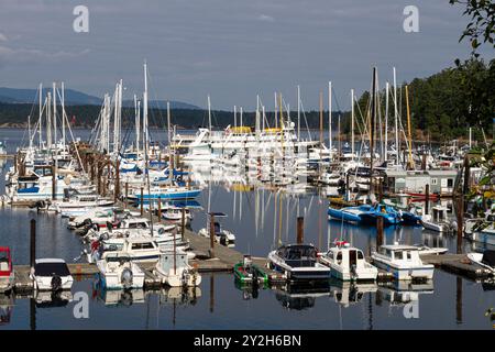 Vues de la petite ville portuaire de Friday Harbor sur l'île de San Juan, État de Washington, États-Unis. Banque D'Images