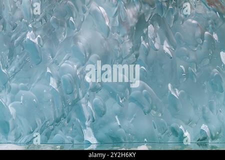 Détail de l'iceberg glaciaire provenant de la glace vêlée au large du glacier South Sawyer à Tracy Arm, dans le sud-est de l'Alaska, aux États-Unis, dans l'océan Pacifique. Banque D'Images