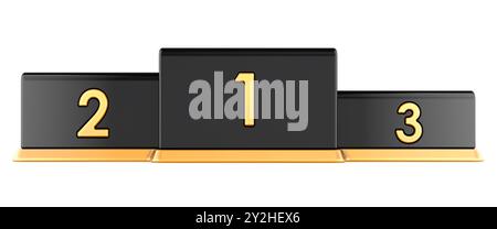 Vide Winners Podium. 1, 2, 3 places. Rendu 3D isolé sur fond blanc Banque D'Images