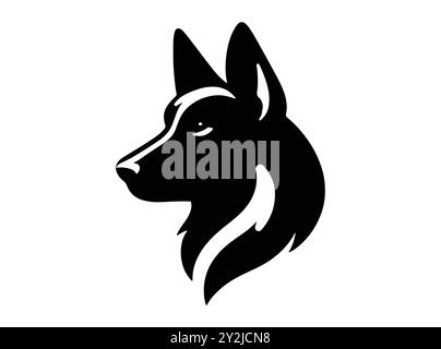 Illustration de silhouette de chien noir mettant en vedette mignons Bulldogs, Huskies et Labrador avec des contours détaillés de la tête, du visage et du corps dans l'art vectoriel, logo Illustration de Vecteur