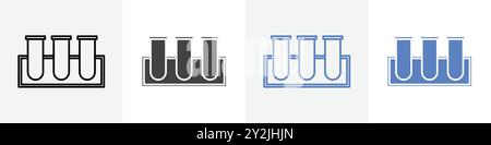 icône de tubes à essai ligne mince linéaire icône graphiques en noir et blanc Illustration de Vecteur