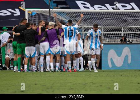 Barranquilla, Colombie. 10 septembre 2024. Joueurs de l'Argentine, le premier but de son équipe marqué par Nicolas Gonzalez lors du match entre la Colombie et l'Argentine pour le 8e tour des qualifications FIFA 2026, au stade Roberto Melendez Metropolitan, à Barranquilla, Colombie le 10 septembre 2024 photo : Jose Pino/DiaEsportivo/Alamy Live News crédit : DiaEsportivo/Alamy Live News Banque D'Images