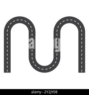 Icône de route courbe. Chemin d'asphalte enroulé. Illustration de la voie de circulation. Symbole vectoriel. Illustration de Vecteur