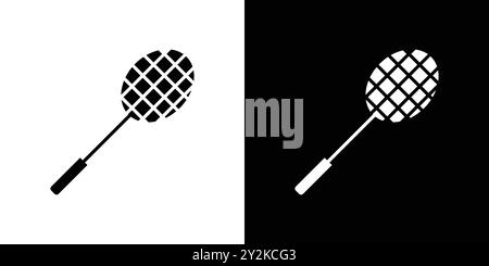 Badminton raquette icône linéaire logo Mark Set collection en noir et blanc pour le web Illustration de Vecteur