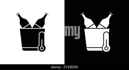 icône de bouteille de vin de refroidissement linéaire marque de logo set collection en noir et blanc pour le web Illustration de Vecteur