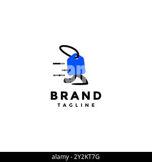 Design du logo de prix de l'étiquette de course à pied simple et amusant. Design du logo des étiquettes de prix de course ludique. Illustration de Vecteur