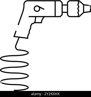 illustration vectorielle de l'icône de la ligne de travail de l'outil de forage pneumatique Illustration de Vecteur