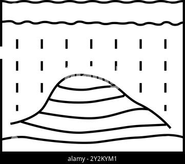 simulation de réservoir d'huile illustration vectorielle d'icône de ligne d'ingénieur pétrolier Illustration de Vecteur