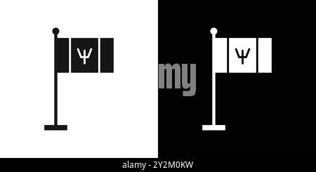 Icône de drapeau de pays de la Barbade vecteur d'art de ligne noire en noir et blanc contour set signe de collection Illustration de Vecteur