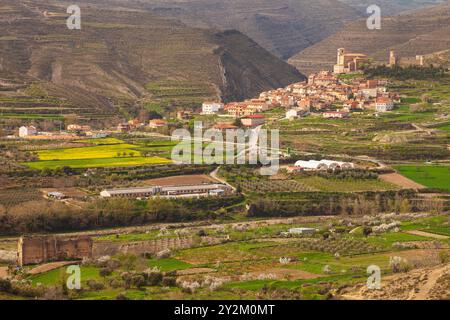 Vue Cornago. Vallée de l'Alhama. La Rioja. Espagne. Europe Banque D'Images