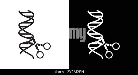 Icône d'édition de génome vecteur d'art de ligne noire dans le signe de collection d'ensemble de contour noir et blanc Illustration de Vecteur