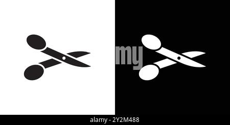 Icône de coupe de ciseaux vecteur d'art de ligne noire dans le signe de collection d'ensemble de contour noir et blanc Illustration de Vecteur