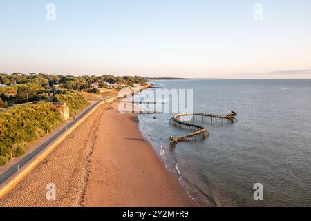 Le Serpent Océan est une œuvre de l'artiste Huang Yong Ping. Représentant un long squelette de serpent de mer-France, Loire Atlantique, St Brévin le Banque D'Images