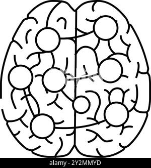 connectivité neuronale neuroscience neurologique illustration vectorielle d'icône de ligne Illustration de Vecteur