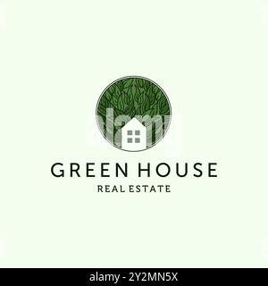 Nature House logo illustration vectorielle Design. Design de modèle de logo immobilier moderne. Green House et Leaf logo Design inspiration Illustration de Vecteur