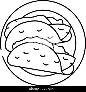 illustration vectorielle d'icône de ligne de cuisine de mer de taco de poisson Illustration de Vecteur