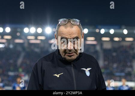 Bergamo, Italie. 04 février 2024. Foto StefanoNicoli/LaPresse 4 Febbraio 2024 - Bergamo, Italie - sport, calcio - Atalanta vs Lazio - Campionato italiano di calcio Serie A TIM 2023/2024 - Stadio Gewiss. Nella foto : Maurizio Sarri (entraîneur-chef SS Lazio) 4 février 2024 Bergame, Italie - sport, calcio - Atalanta vs Lazio - Championnat italien de football Serie A 2023/2024 - Gewiss Stadium. Sur la photo : Maurizio Sarri (entraîneur-chef SS Lazio) crédit : LaPresse/Alamy Live News Banque D'Images