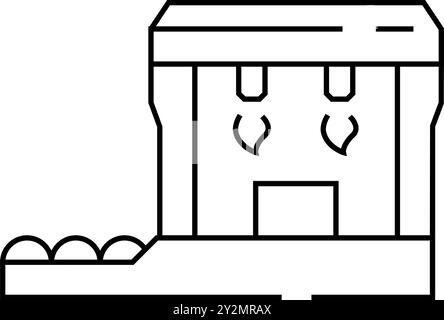 illustration vectorielle d'icône de ligne de métal de forgeron de traitement thermique Illustration de Vecteur