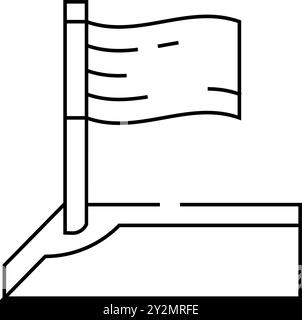 illustration vectorielle d'icône de ligne de jeu de croquet de coin Illustration de Vecteur